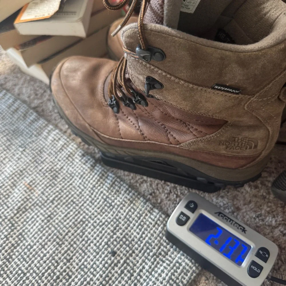The North Face Mens Brown Leather Suede Waterproof Hiking Boots Lug Sole Sz 9.5